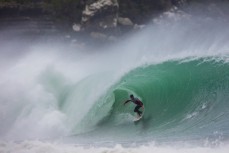 Luke Hughes, of Raglan, rides a square wave at a remote beachbreak in the Catlins, New Zealand. 
