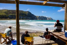 The corporate box at a remote beachbreak in the Catlins, New Zealand. 