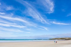 Blue skies over Curio Bay in the Catlins, New Zealand. 
