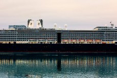 Cruise ship Noordam arrives in the Otago Harbour near Port Chalmers, Dunedin, New Zealand. 
