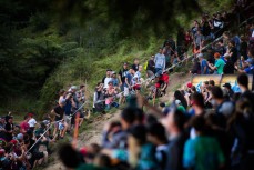 Kiwi Sam Blenkinsop races into the top five during the Crankworx World Tour downhill event held at Skyline Rotorua, Rotorua, New Zealand, March 9-13, 2016.