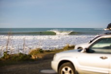 Empty peak during a solid swell at Aramoana, Dunedin, New Zealand. 