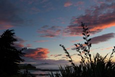 Autumn sunrise on the south coast of Dunedin, New Zealand. 