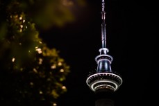 Chrome-plated Sky Tower in the CBD, Auckland, New Zealand. 