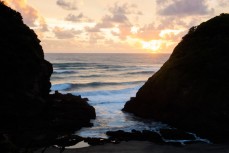 Sunset between the headlands during the Canon Collective Beach Culture Workshop at the beautiful Bethells Beach, Auckland, New Zealand. 
