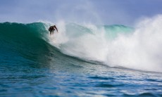 Sam Wallace revels in the challenge of a remote reefbreak in the southern Catlins, New Zealand. 