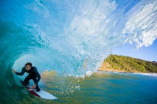 Jordan Kudla, of San Clemente, USA, makes the most of fun waves at a remote beach on Otago Peninsula, Dunedin, New Zealand. 
