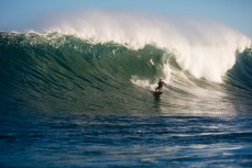 Sam Hawke takes on a remote reef break on the Otago coast, New Zealand. 