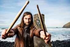 Musician Tom Mepham, of Black Boy Peaches, at Second Beach near St Clair Beach, Dunedin, New Zealand. 