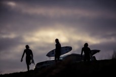 Mates post-winter surf at St Kilda , Dunedin, New Zealand. 