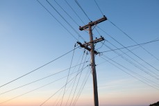 Powerlines above St Clair Beach, Dunedin, New Zealand. 