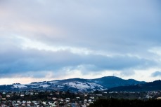 Snow in the foothills of Mt Cargill, Dunedin, New Zealand. 