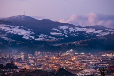 Mt Cargill dusted in snow, Dunedin, New Zealand. 
