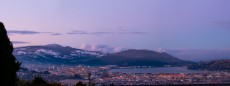 Mt Cargill dusted in snow, Dunedin, New Zealand. 