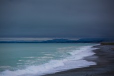 Storm burdened coastline near Timaru, Canterbury, New Zealand. 