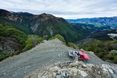 Climbing down from the pass to Muzzle Station, on the Clarence River between the Inland and Seaward Kaikoura Ranges, Kaikoura, New Zealand. 