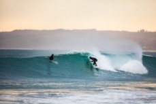 Charlie Cox hunts a tube in afternoon waves at Blackhead Beach, Dunedin, New Zealand. 