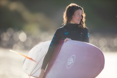 Evie Hall buzzing after a morning surf at Blackhead, Dunedin, New Zealand. 