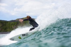 Elliott Brown cuts back in fun waves at Blackhead Beach, Dunedin, New Zealand. 