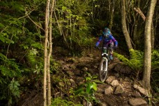 Renee Wilson, of Christchurch, leads the women after Day 1 of the Emerson's 3 Peaks Enduro mountain bike race held in terrain above Dunedin, New Zealand on December 03-04, 2016.