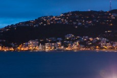 The lights of Wellington as seen from the ferry terminal, Wellington, New Zealand. 
