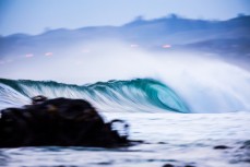 A feathering wave during a pushy swell at Blackhead Beach, Dunedin, New Zealand. 