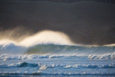 Empty wave at a remote beach on Otago Peninsula, Dunedin, New Zealand. 