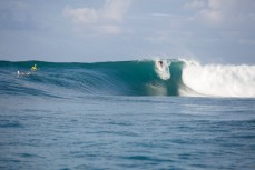 Ben Lacy comfortably late at Salani Rights, Salani, Samoa. 