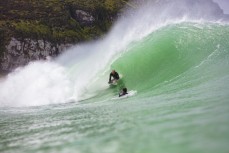 Davy Wooffinden gets barreled at a remote Catlins' beach, Catlins, New Zealand. 