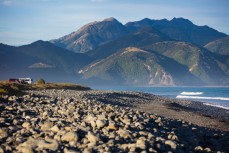 Surfers make the most of fun waves at Kaikoura, New Zealand.