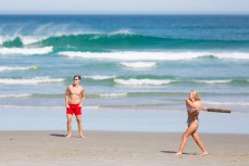 Summer beach days at St Clair Beach, Dunedin, New Zealand. 