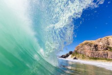 Summer waves at Aramoana Beach, Dunedin, New Zealand. 