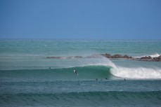 Once in a blue moon swell at a secret bank near Dunedin, New Zealand.