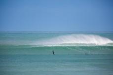 Once in a blue moon swell at a secret bank near Dunedin, New Zealand.