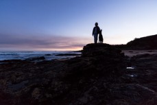 Remi and Keo at dusk near Brighton, Dunedin, New Zealand.