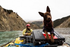 Remi and Libby rafting the Clarence River from Hanmer to Clarence, Marlborough, New Zealand.