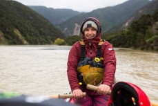 Our guide Libby rafting the Clarence River from Hanmer to Clarence, Marlborough, New Zealand.