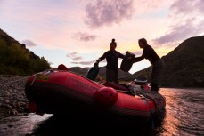 G and Libby sorting the gear while rafting the Clarence River from Hanmer to Clarence, Marlborough, New Zealand.