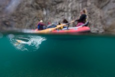 Paddlestroke while rafting the Clarence River from Hanmer to Clarence, Marlborough, New Zealand.
