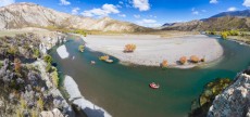 Rafting through Muzzle Station on the Clarence River from Hanmer to Clarence, Marlborough, New Zealand.