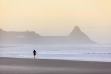 Dusk runner at Oceanview with Blackhead in the background, Dunedin, New Zealand.