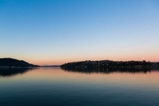 Dusk over Otago Harbour, Dunedin, New Zealand.