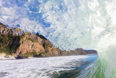 Inside a winter wave at Aramoana, Dunedin, New Zealand.