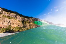 Elliott Brown makes the most of fun winter waves at Aramoana, Dunedin, New Zealand.