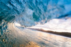 Inside a fun, rampy wave at Blackhead Beach, Dunedin, New Zealand.