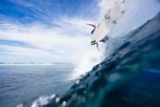 Elliott Brown launches on a coral beachbreak during the 2017 Fiji Launch Pad event held In the Mamanuca Islands, Fiji.