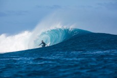 Kaya Horne comfortable on a testing day at Cloudbreak during the 2017 Fiji Launch Pad event held In the Mamanuca Islands, Fiji.