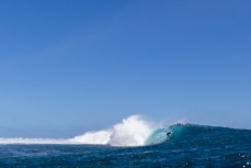 Caleb Cutmore gets barrelled during the 2017 Fiji Launch Pad event held In the Mamanuca Islands, Fiji.