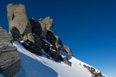 Zack Mutton makes the most of a bluebird day at Treble Cone Ski Resort, Wanaka, Central Otago, New Zealand.