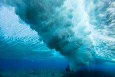 Jono Smit swims beneath a wave during the 2017 Fiji Launch Pad event held In the Mamanuca Islands, Fiji.